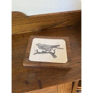 Vintage Wood Box Bird Trinket Box Vintage Wooden Box With Hinged Lid England